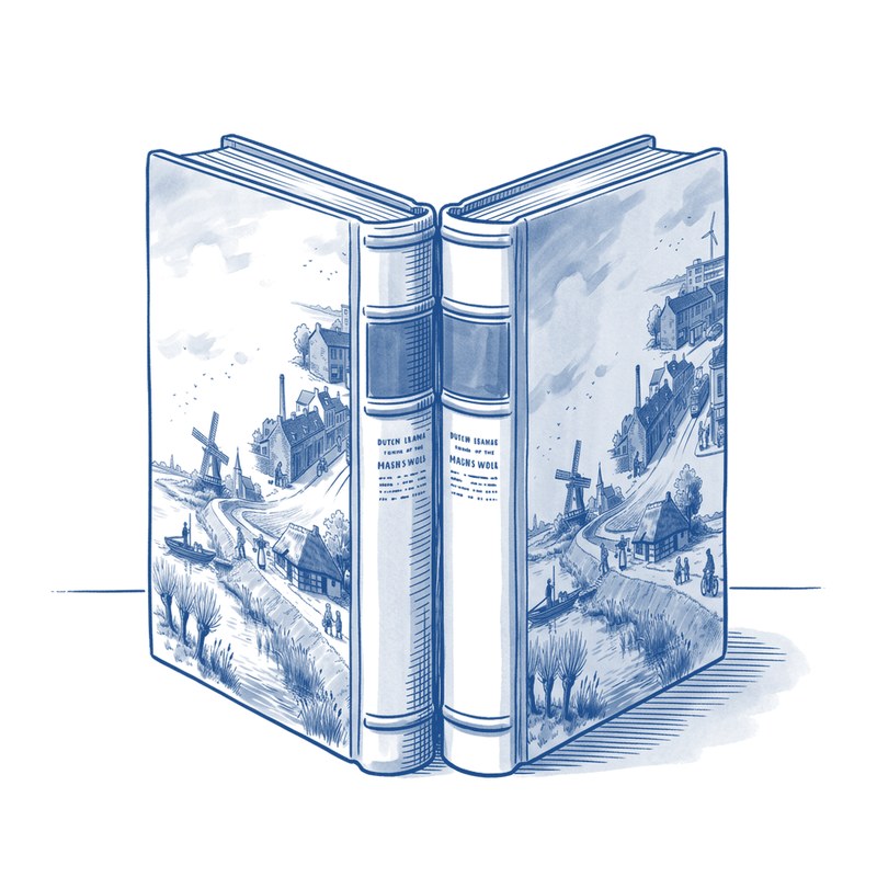 Twee dezelfde boeken staan naast elkaar op tafel.